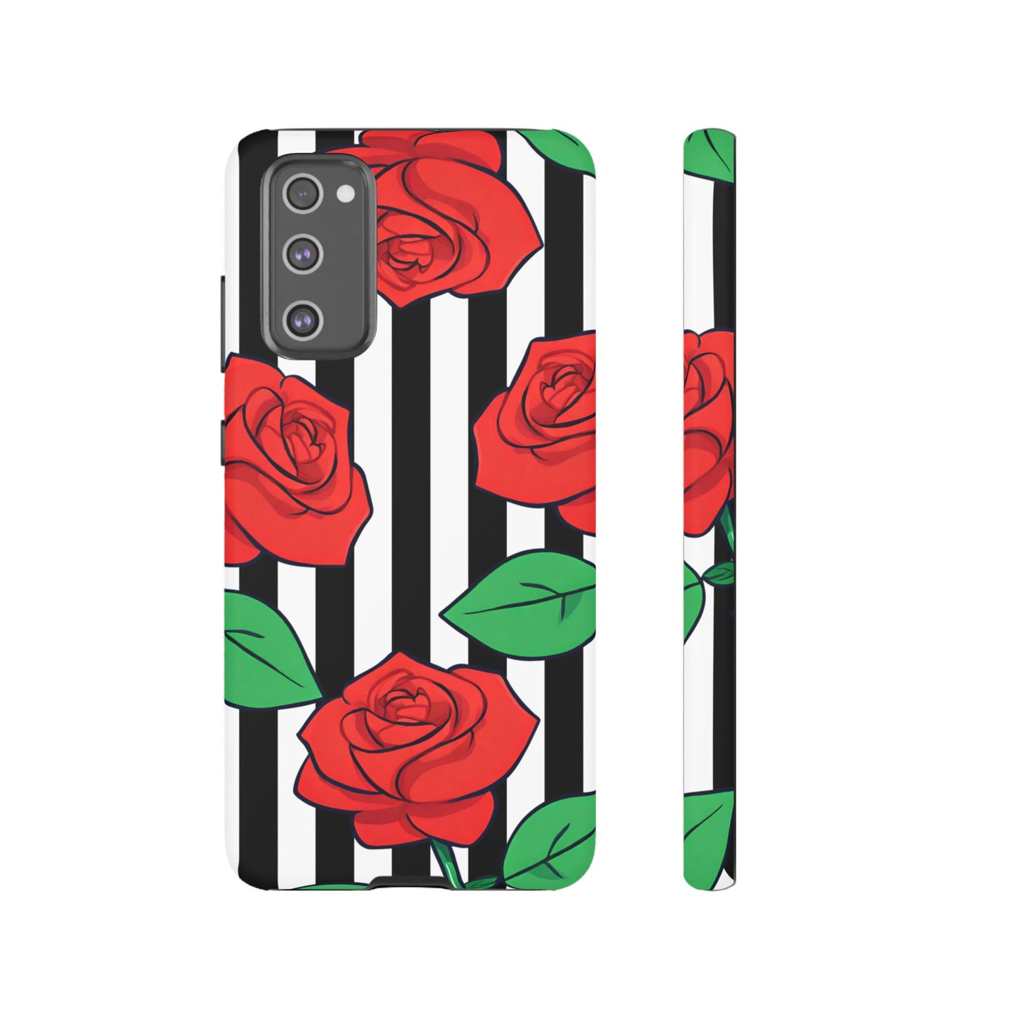 Stripes and Roses Phone Case - for Apple, Samsung, and Google Phones