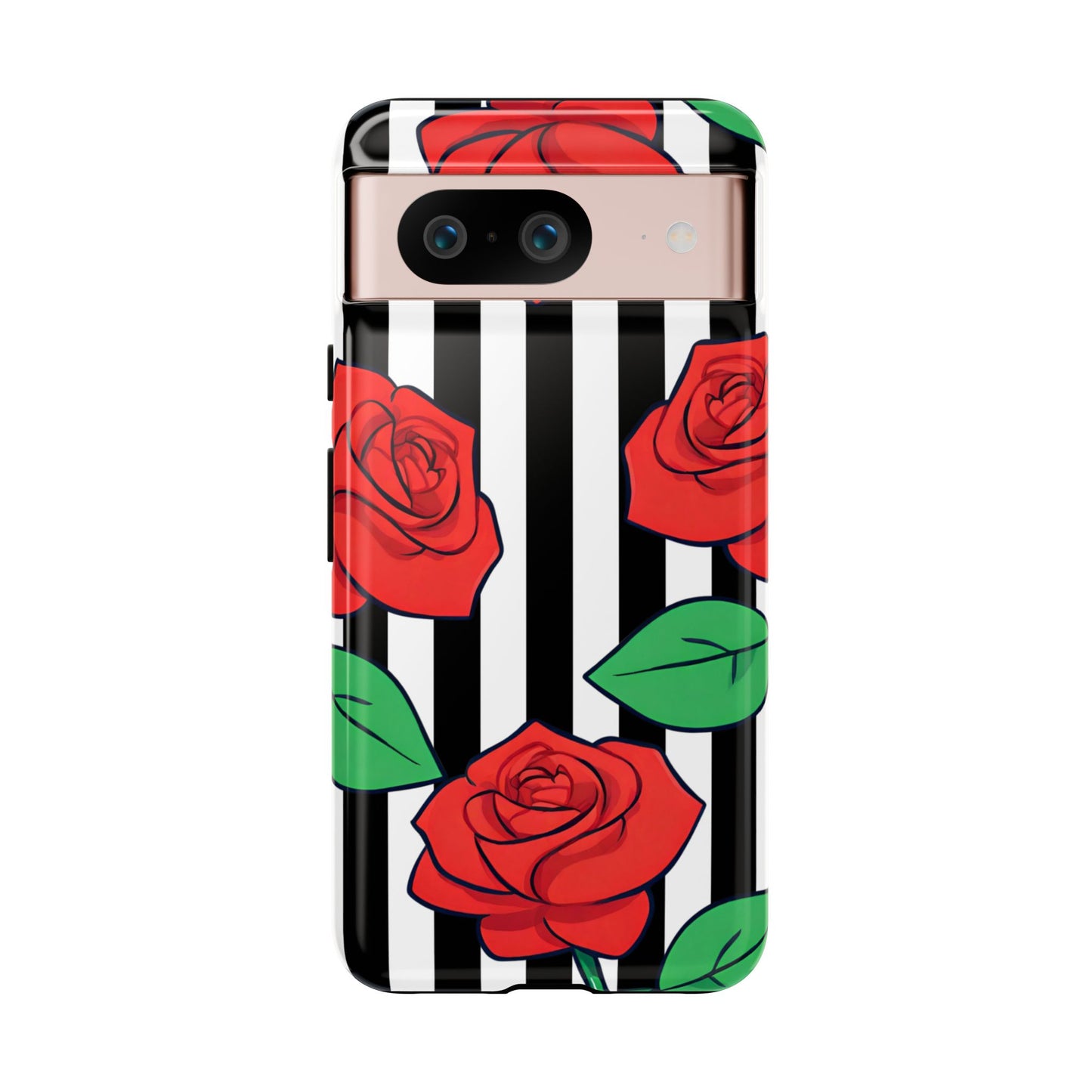 Stripes and Roses Phone Case - for Apple, Samsung, and Google Phones