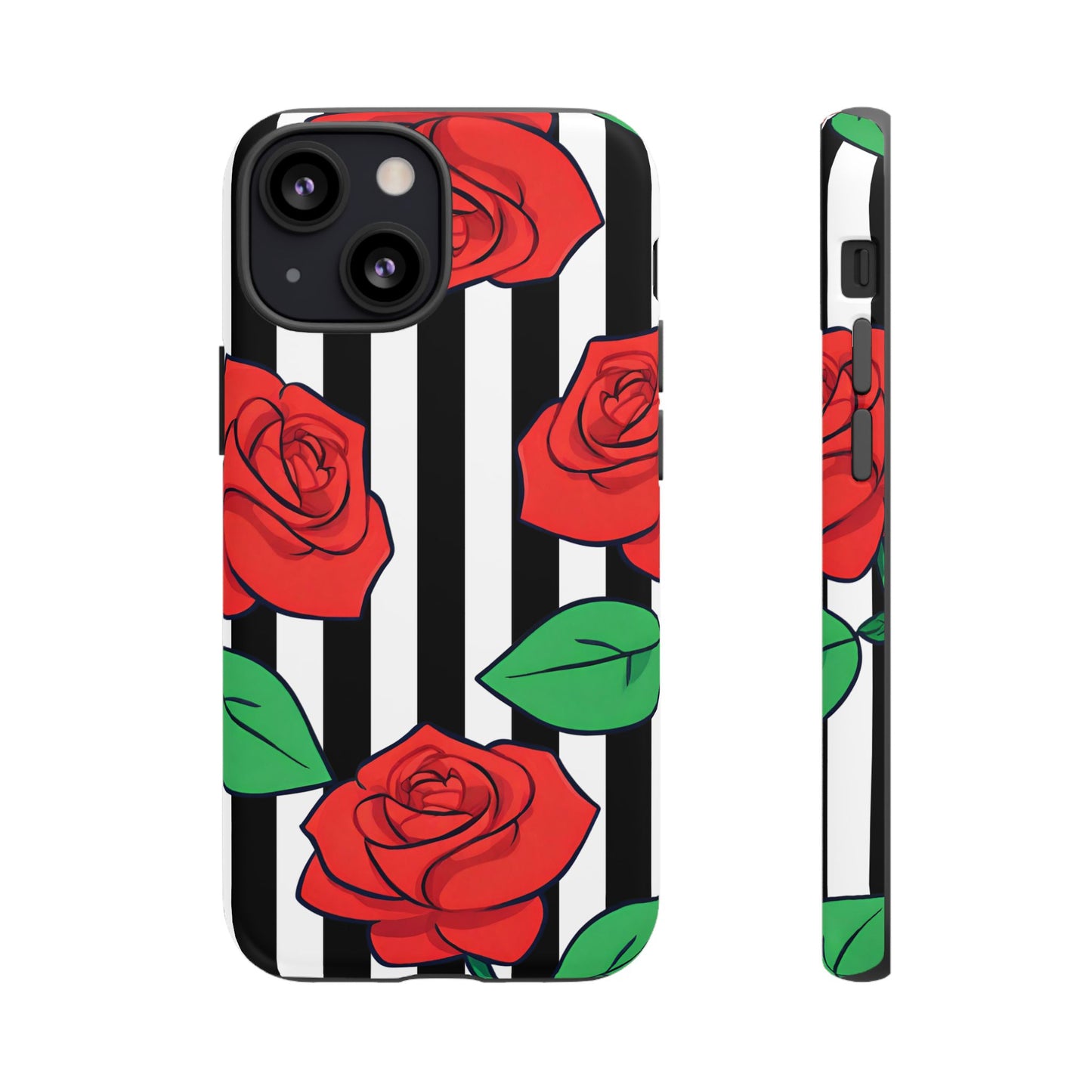Stripes and Roses Phone Case - for Apple, Samsung, and Google Phones
