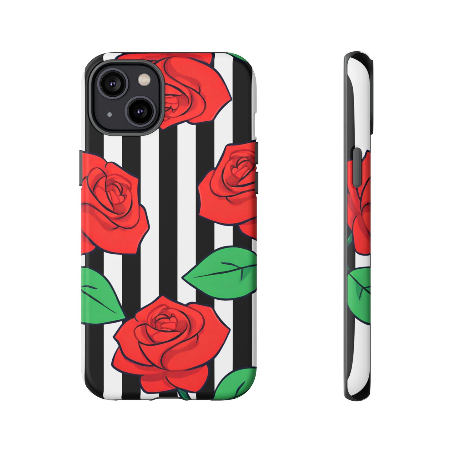 Stripes and Roses Phone Case - for Apple, Samsung, and Google Phones