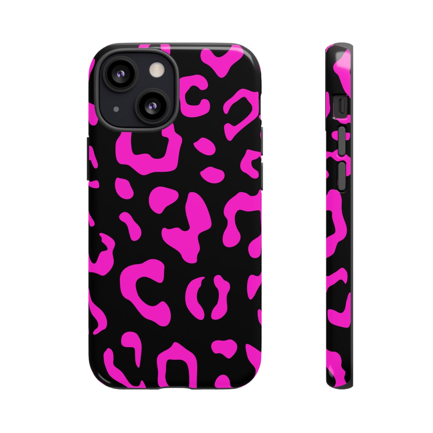 Black and Pink Leopard Print Phone Case - for Apple, Samsung, and Google Phones