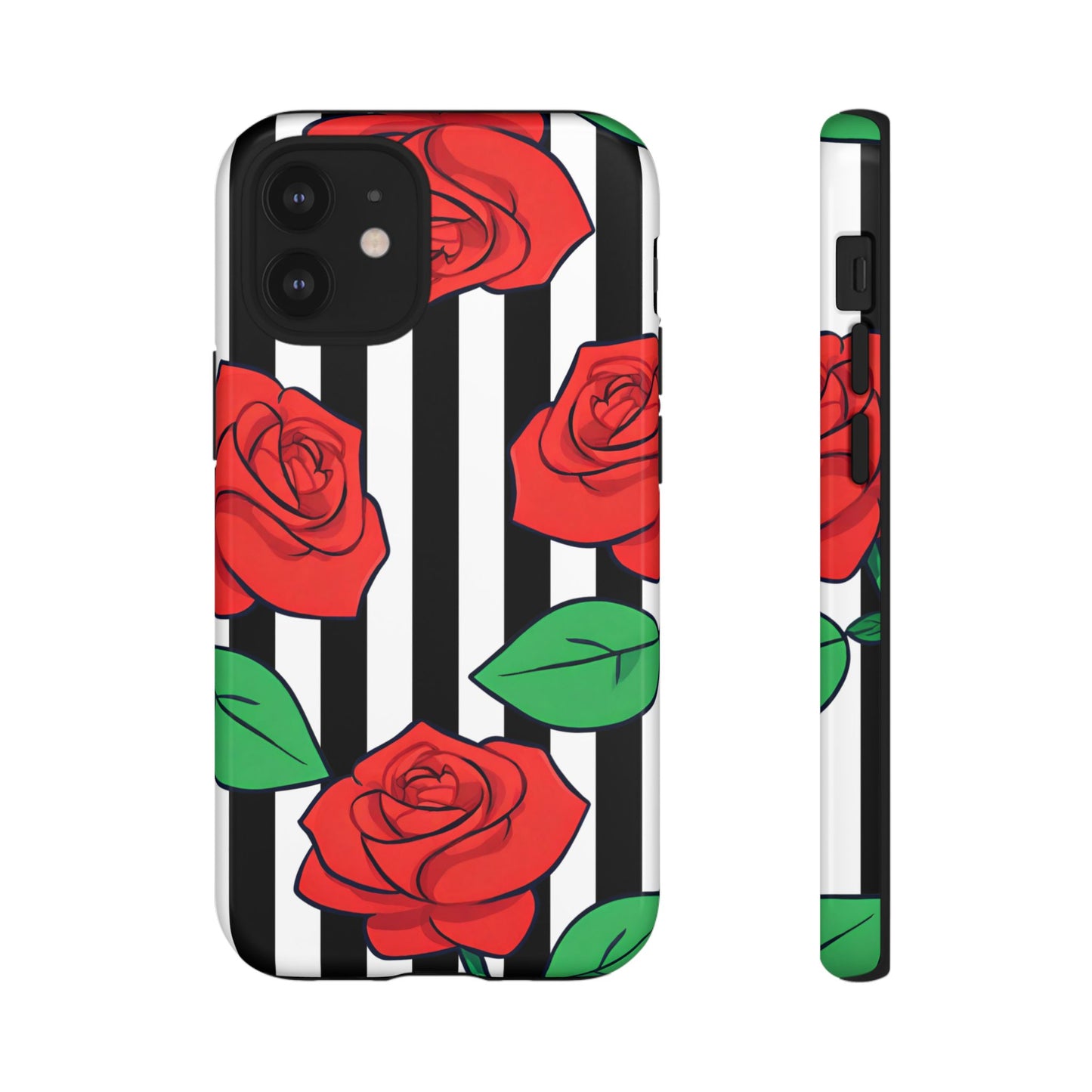 Stripes and Roses Phone Case - for Apple, Samsung, and Google Phones