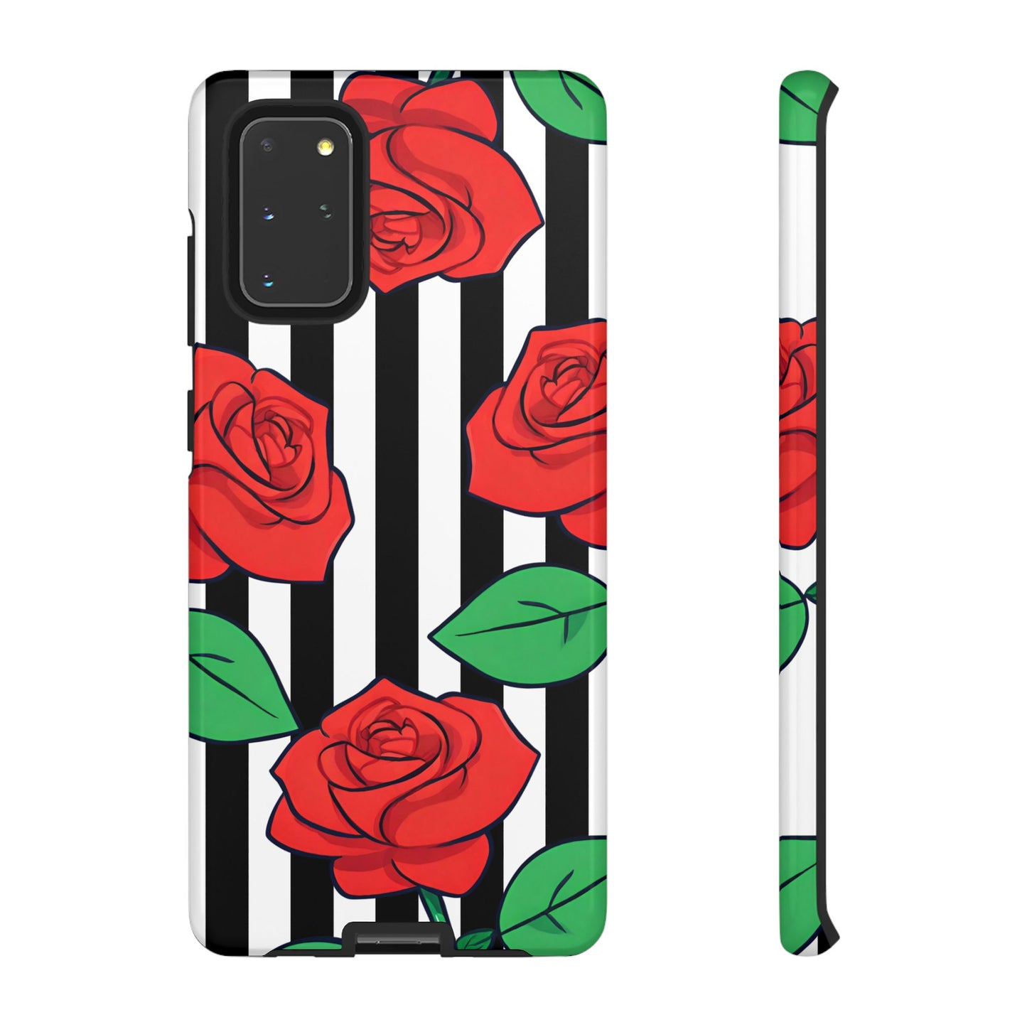 Stripes and Roses Phone Case - for Apple, Samsung, and Google Phones