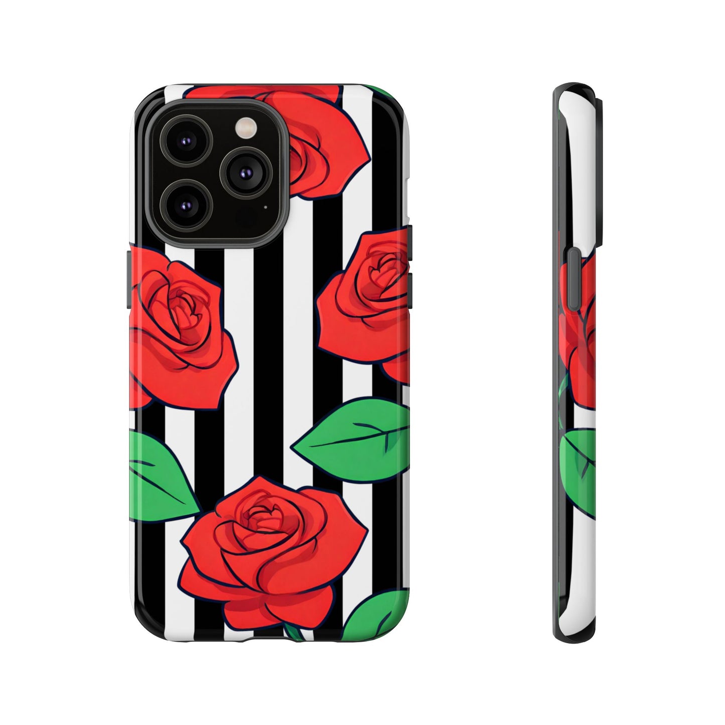 Stripes and Roses Phone Case - for Apple, Samsung, and Google Phones
