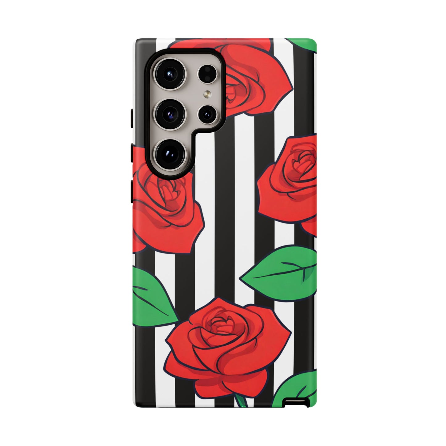 Stripes and Roses Phone Case - for Apple, Samsung, and Google Phones
