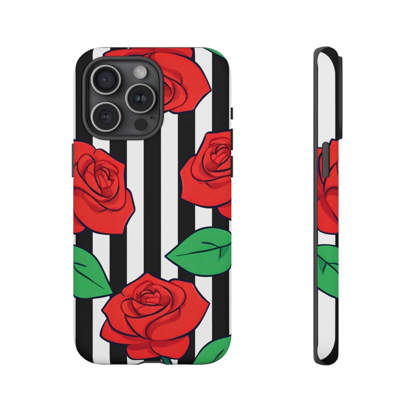 Stripes and Roses Phone Case - for Apple, Samsung, and Google Phones
