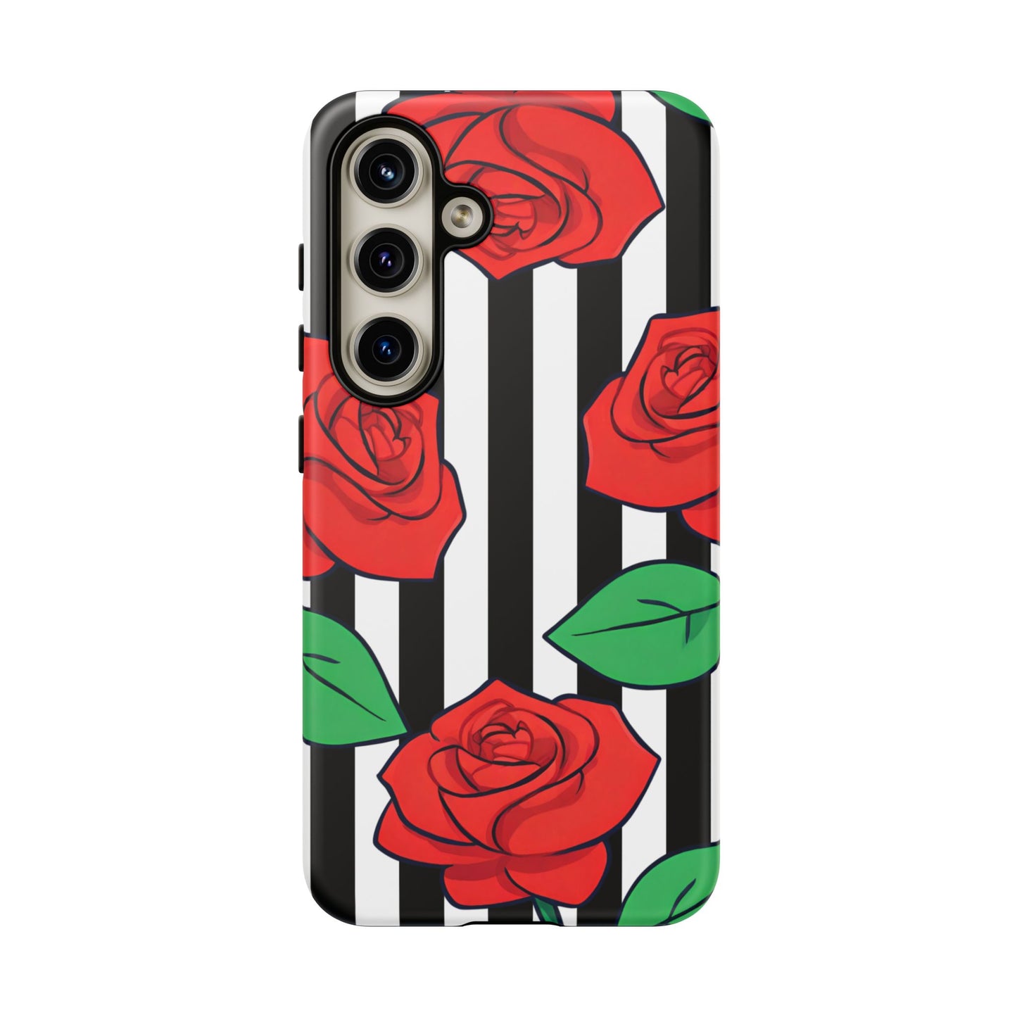 Stripes and Roses Phone Case - for Apple, Samsung, and Google Phones
