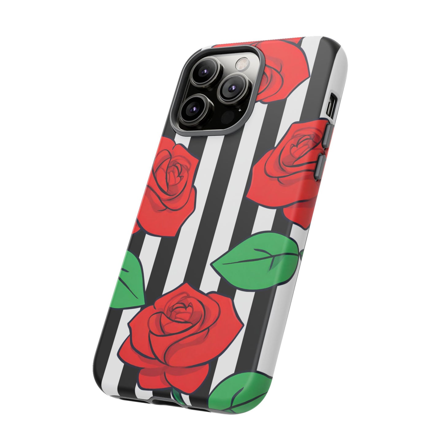 Stripes and Roses Phone Case - for Apple, Samsung, and Google Phones