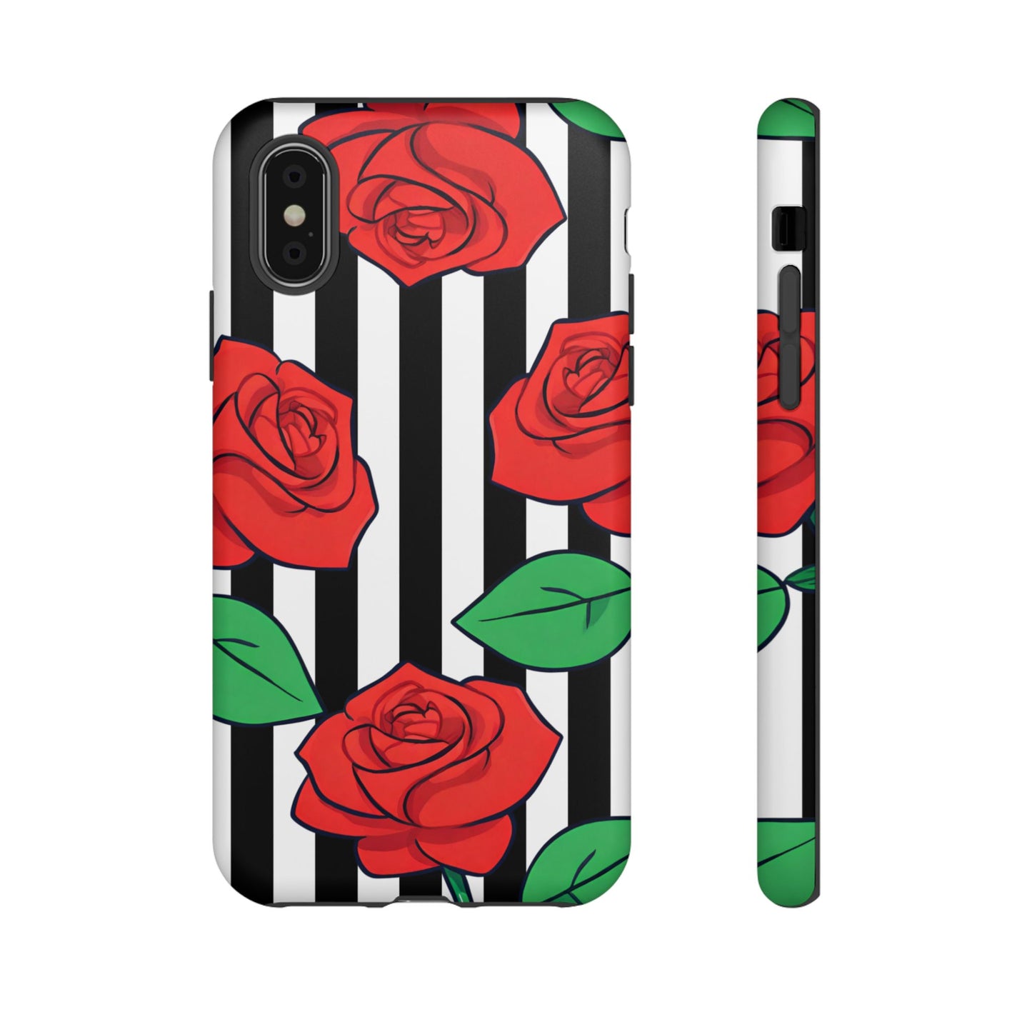 Stripes and Roses Phone Case - for Apple, Samsung, and Google Phones