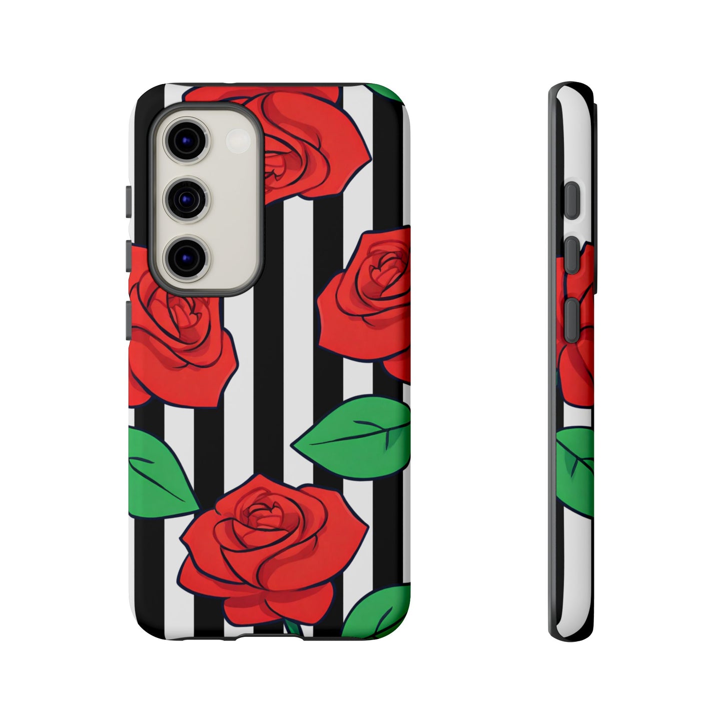 Stripes and Roses Phone Case - for Apple, Samsung, and Google Phones