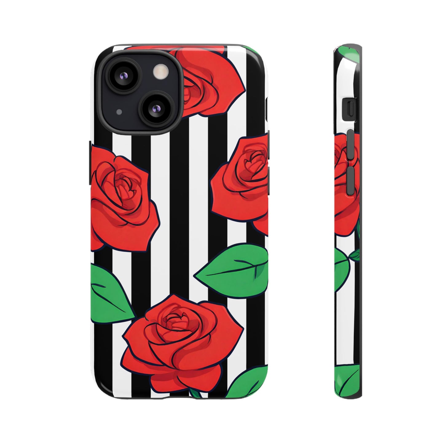 Stripes and Roses Phone Case - for Apple, Samsung, and Google Phones