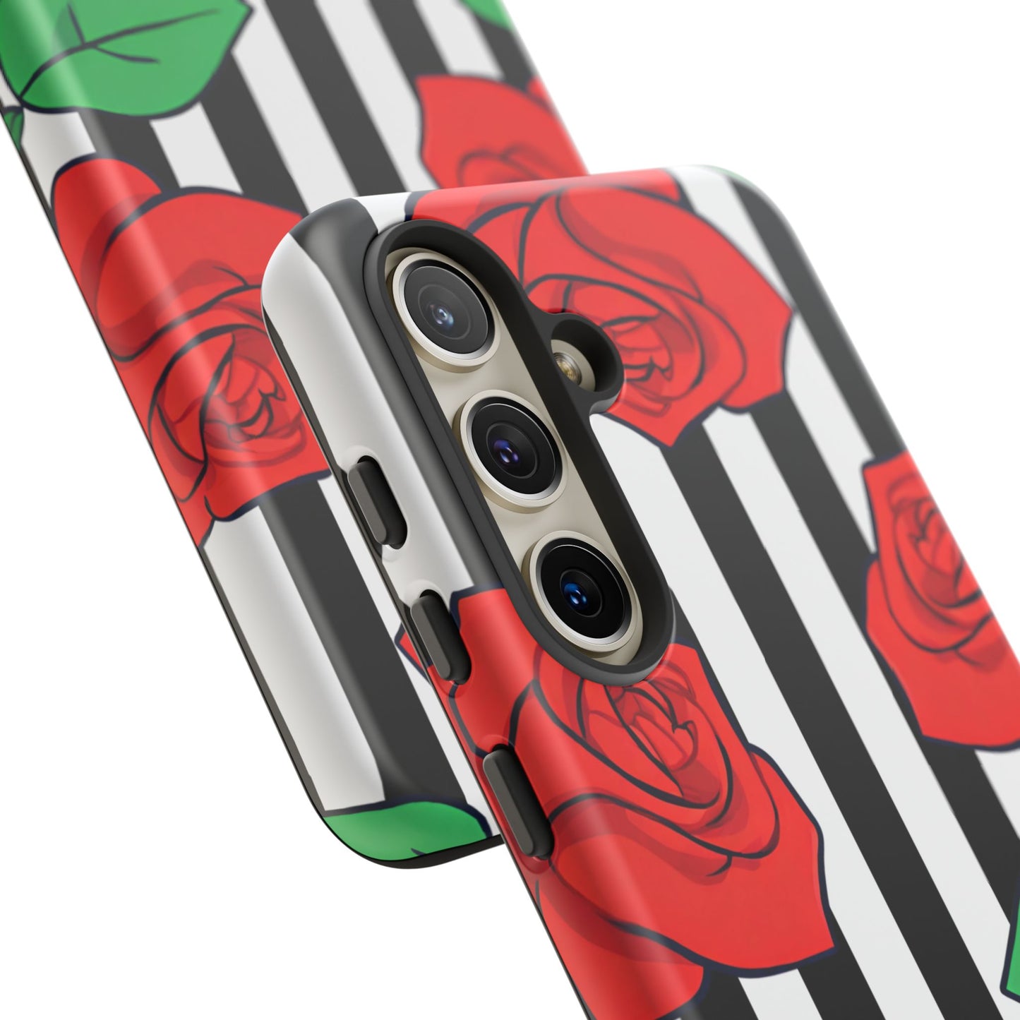 Stripes and Roses Phone Case - for Apple, Samsung, and Google Phones