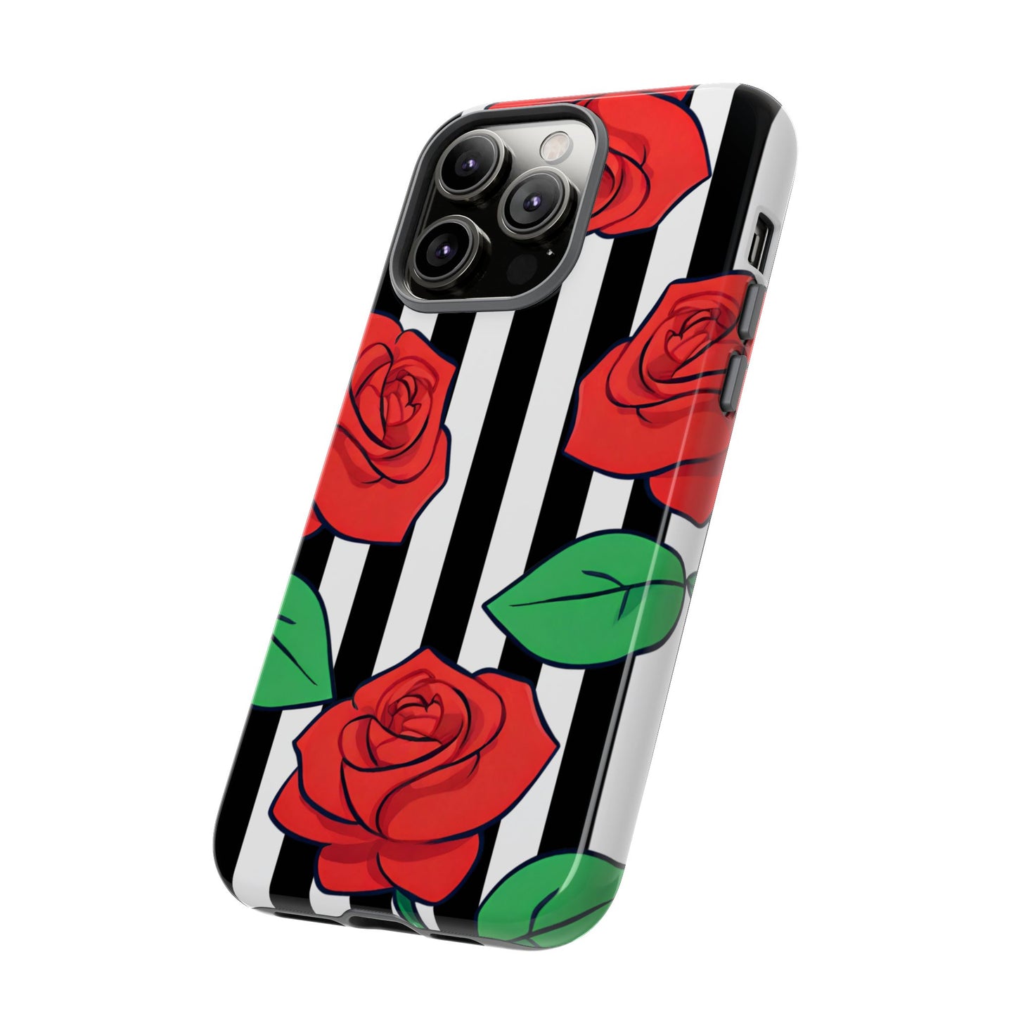 Stripes and Roses Phone Case - for Apple, Samsung, and Google Phones