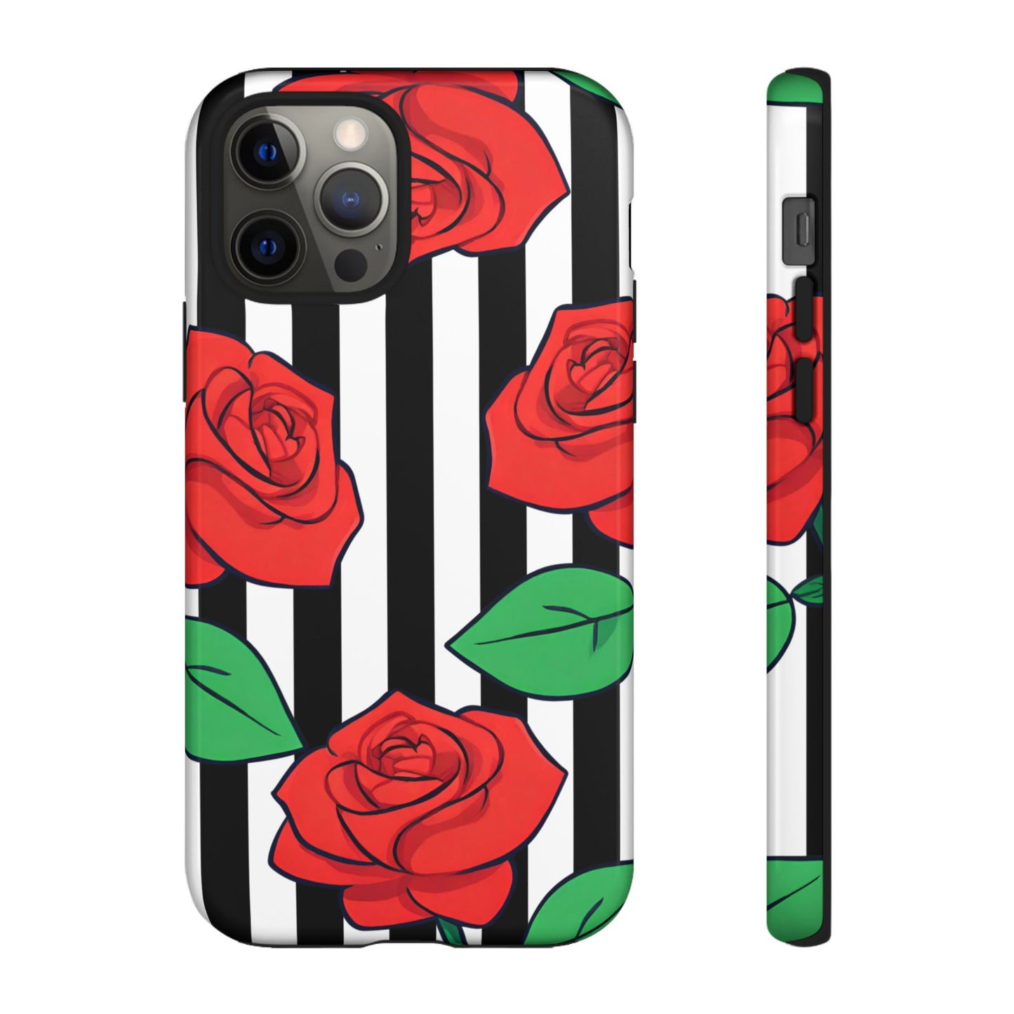 Stripes and Roses Phone Case - for Apple, Samsung, and Google Phones
