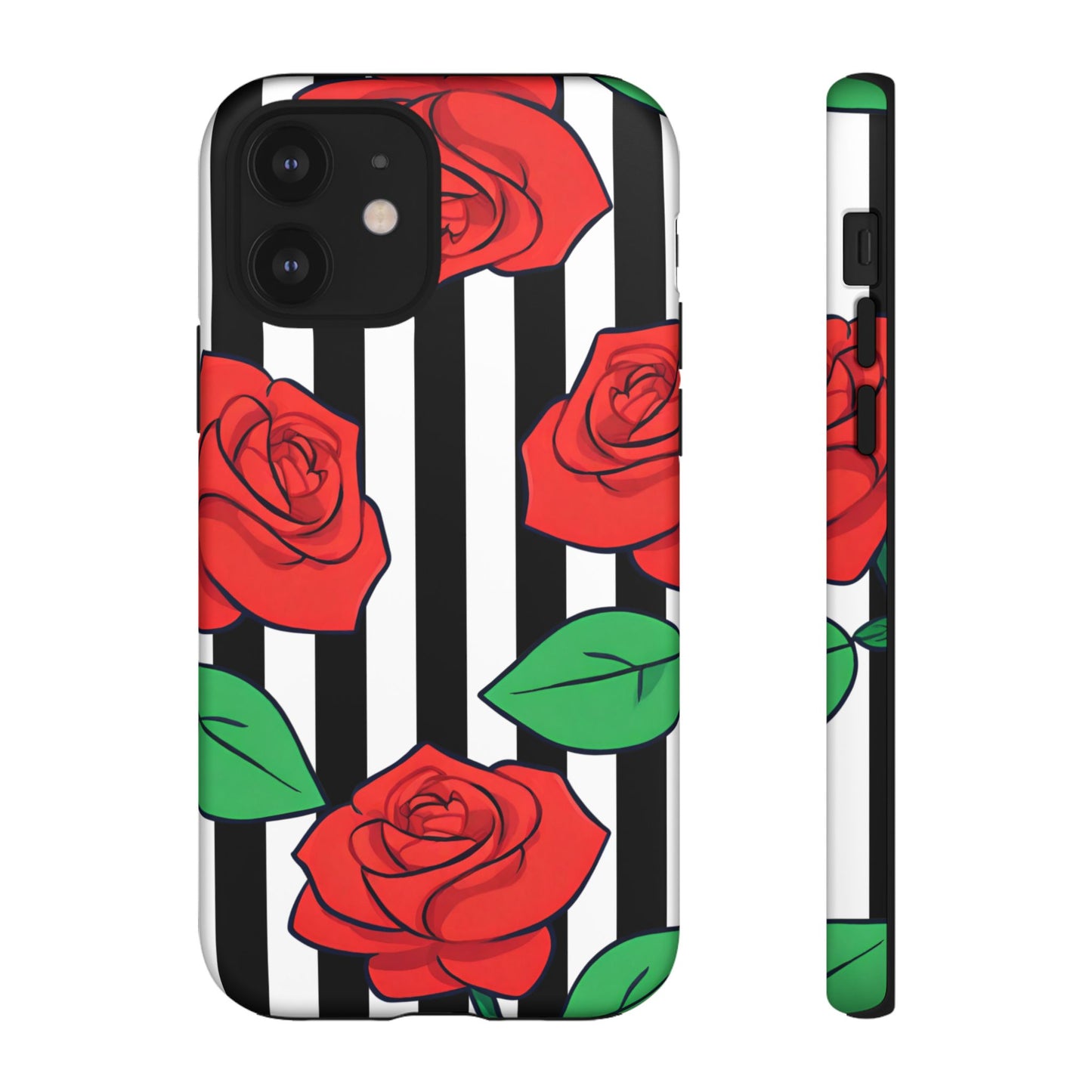 Stripes and Roses Phone Case - for Apple, Samsung, and Google Phones