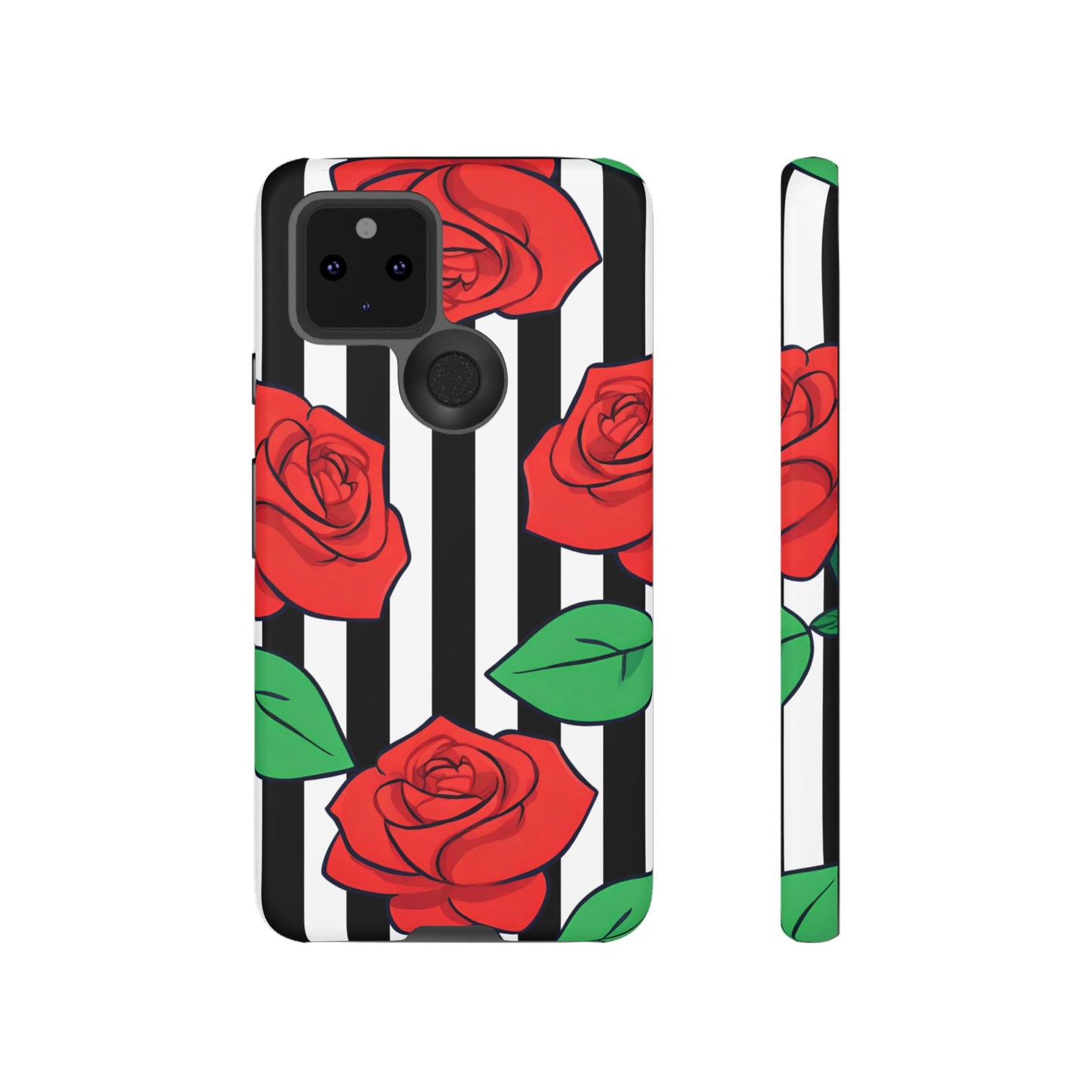 Stripes and Roses Phone Case - for Apple, Samsung, and Google Phones