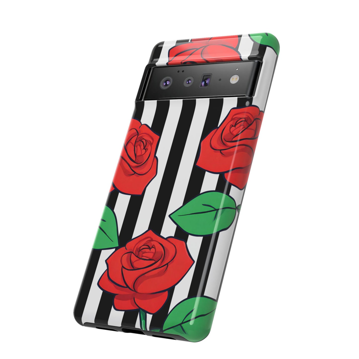 Stripes and Roses Phone Case - for Apple, Samsung, and Google Phones