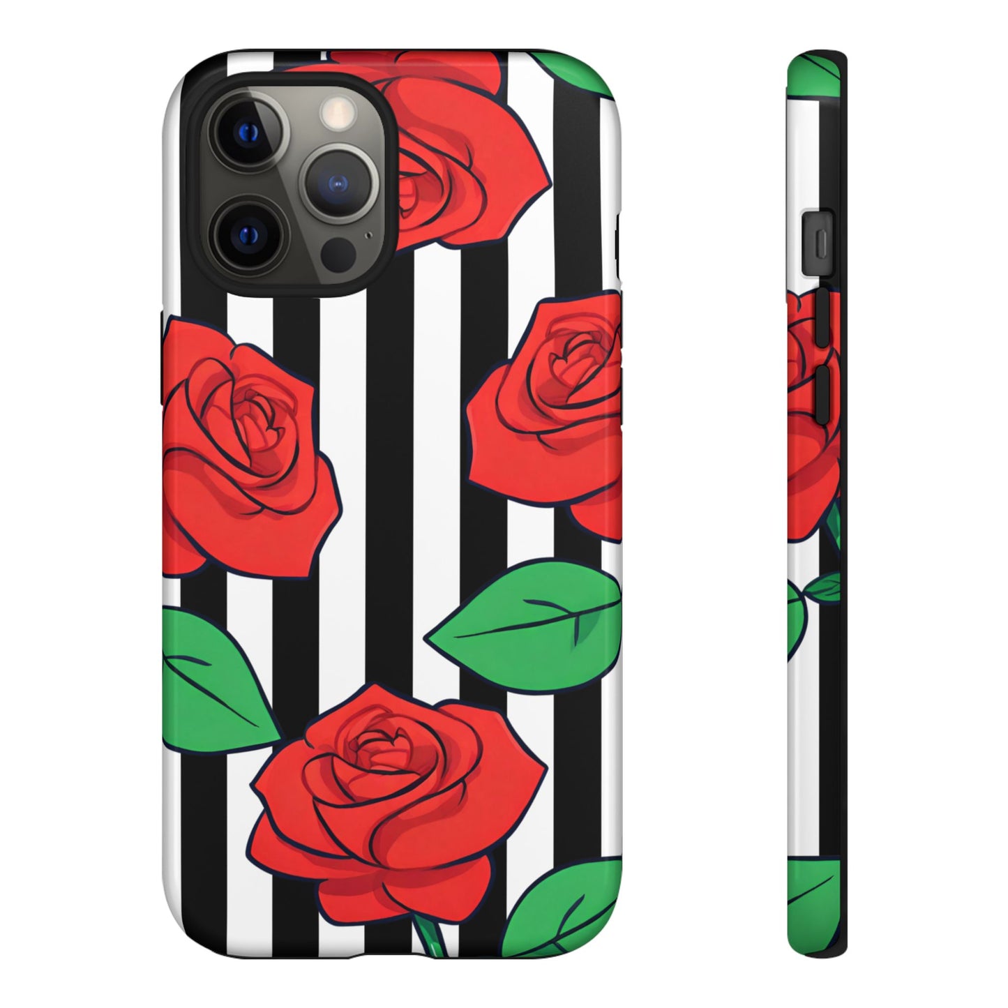 Stripes and Roses Phone Case - for Apple, Samsung, and Google Phones
