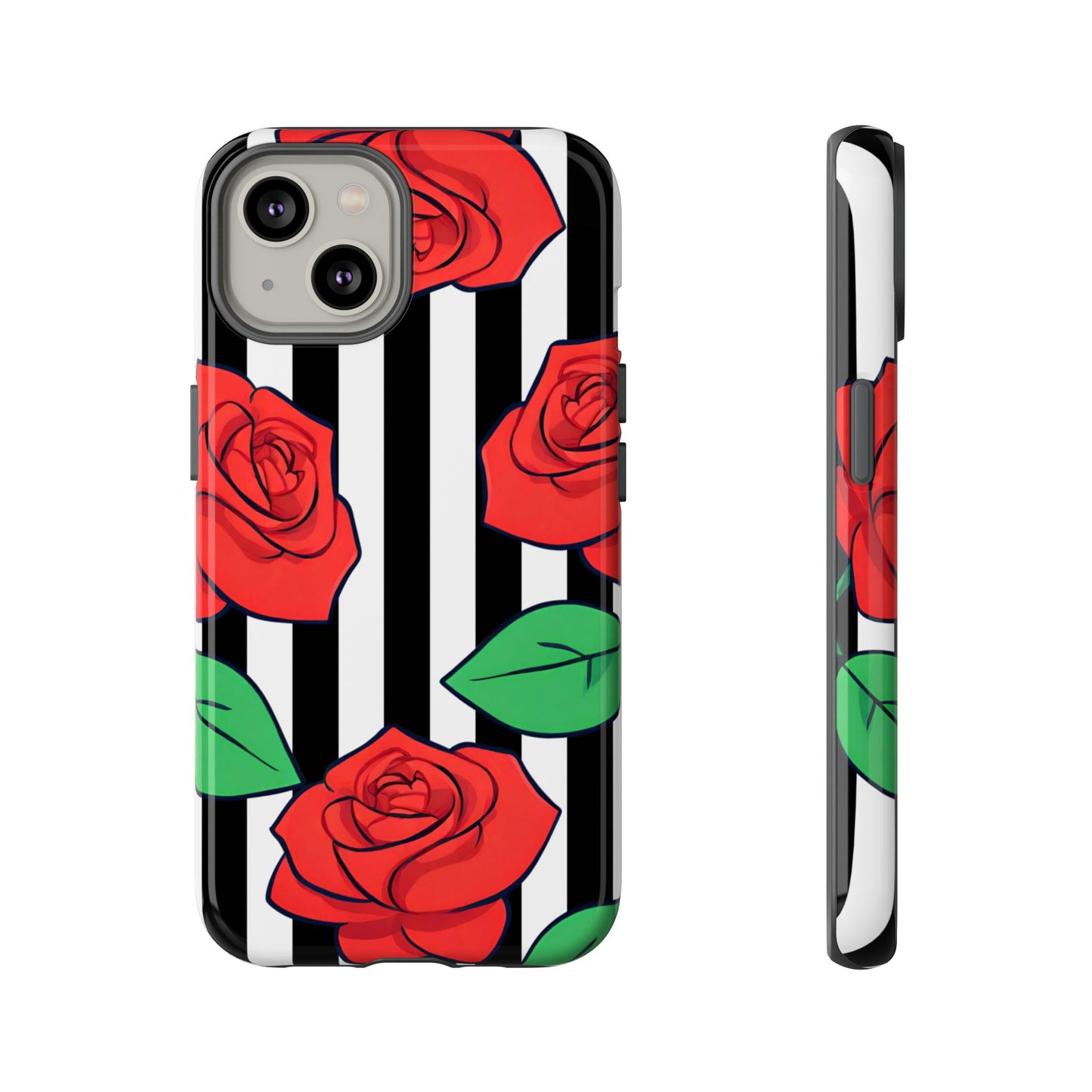 Stripes and Roses Phone Case - for Apple, Samsung, and Google Phones