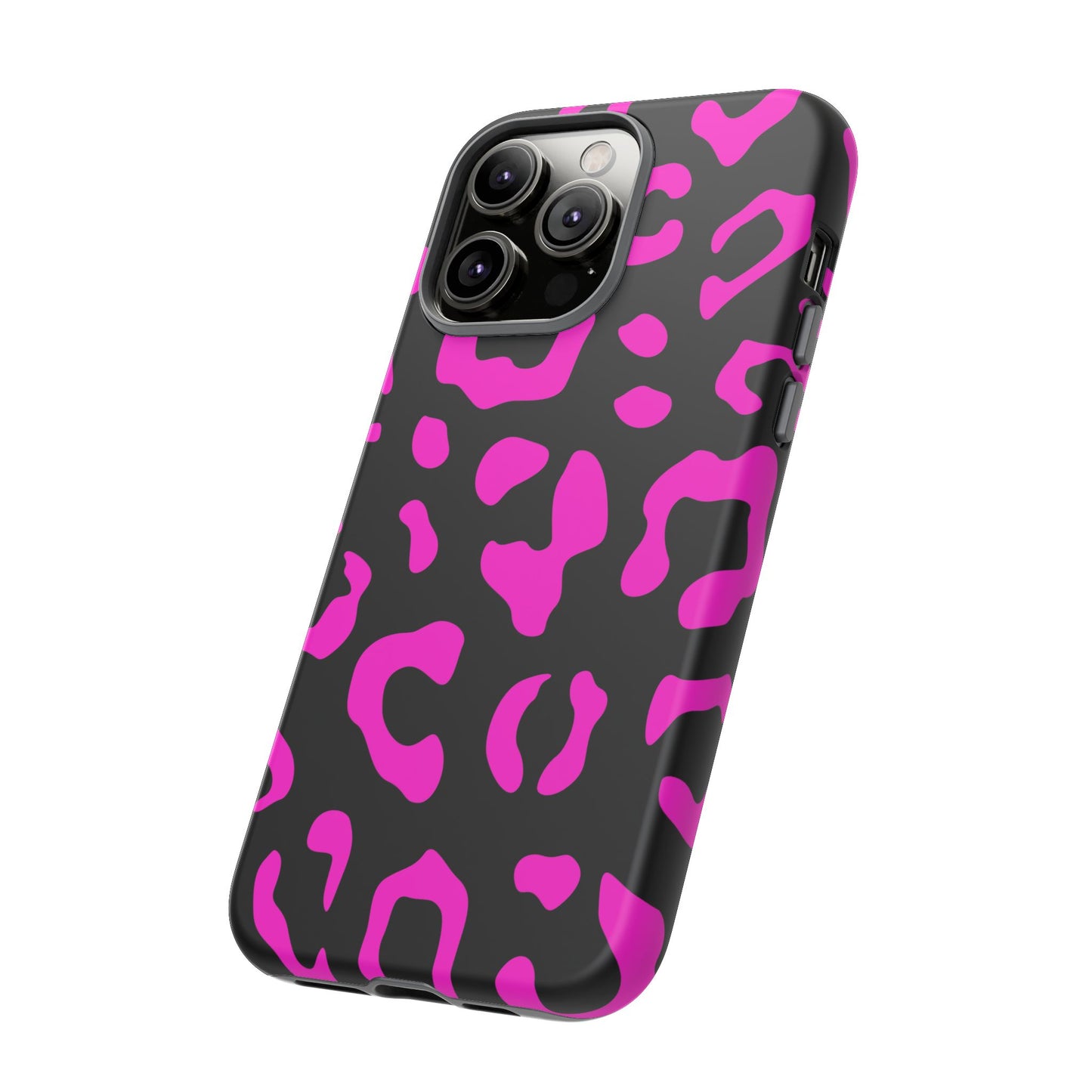 Black and Pink Leopard Print Phone Case - for Apple, Samsung, and Google Phones