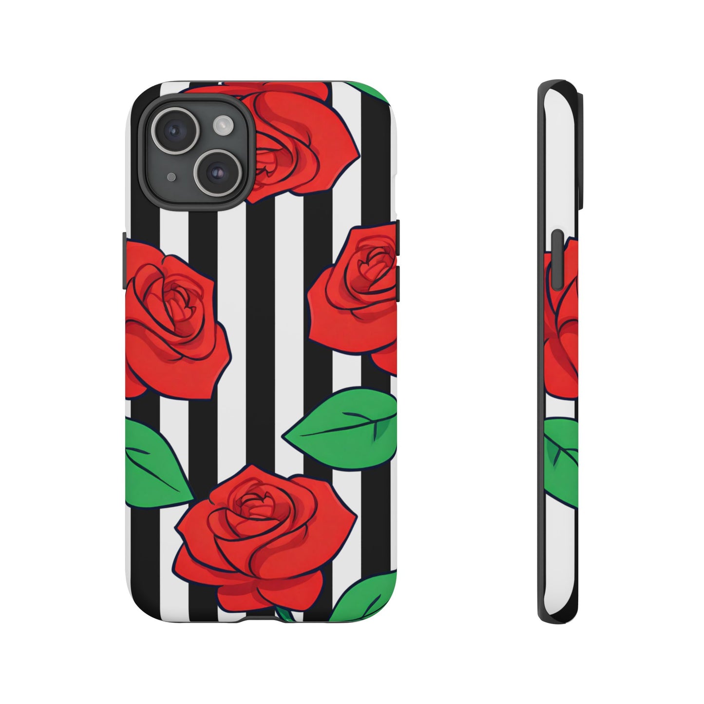 Stripes and Roses Phone Case - for Apple, Samsung, and Google Phones