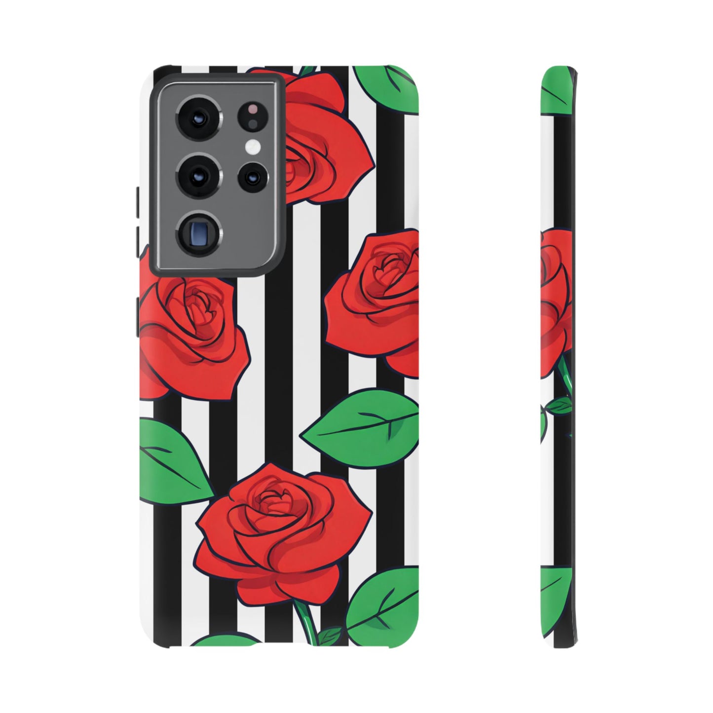 Stripes and Roses Phone Case - for Apple, Samsung, and Google Phones