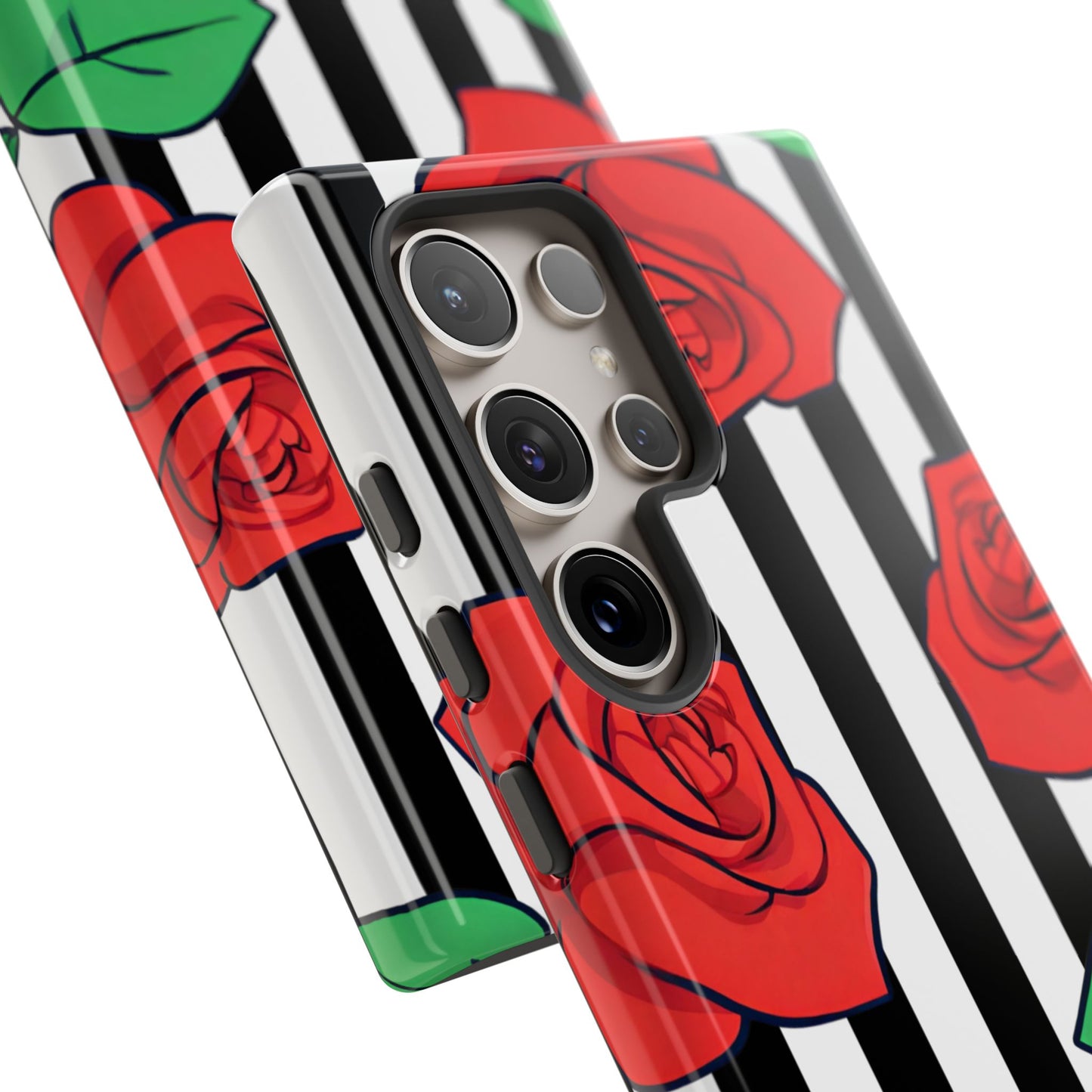 Stripes and Roses Phone Case - for Apple, Samsung, and Google Phones