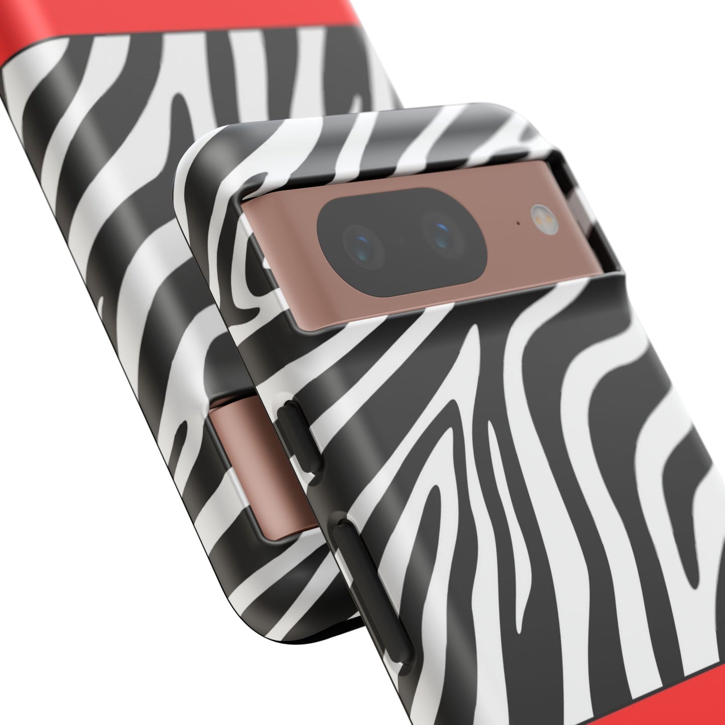 Zebra Print with Red Color Block Phone Case - for Apple, Samsung, and Google Phones