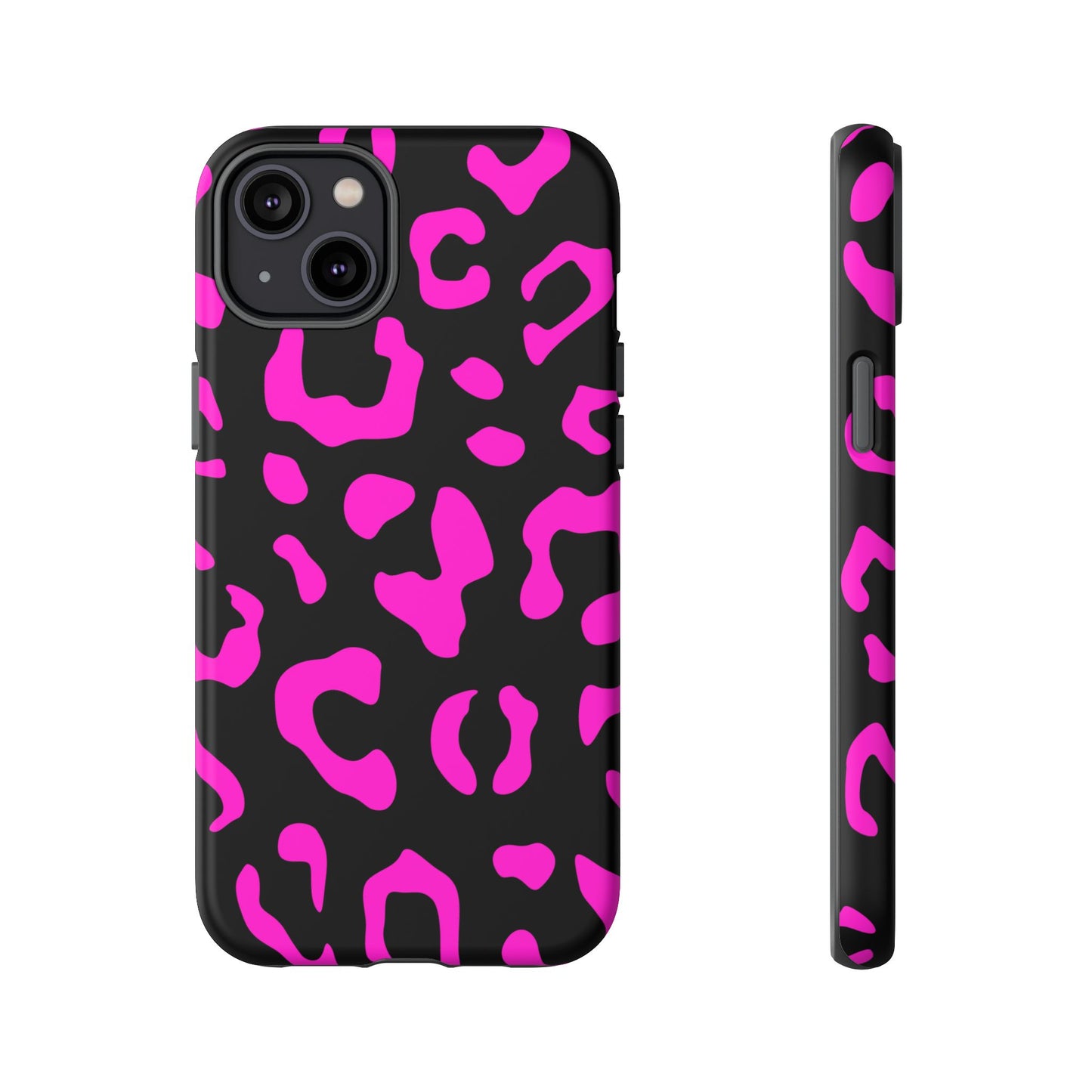 Black and Pink Leopard Print Phone Case - for Apple, Samsung, and Google Phones