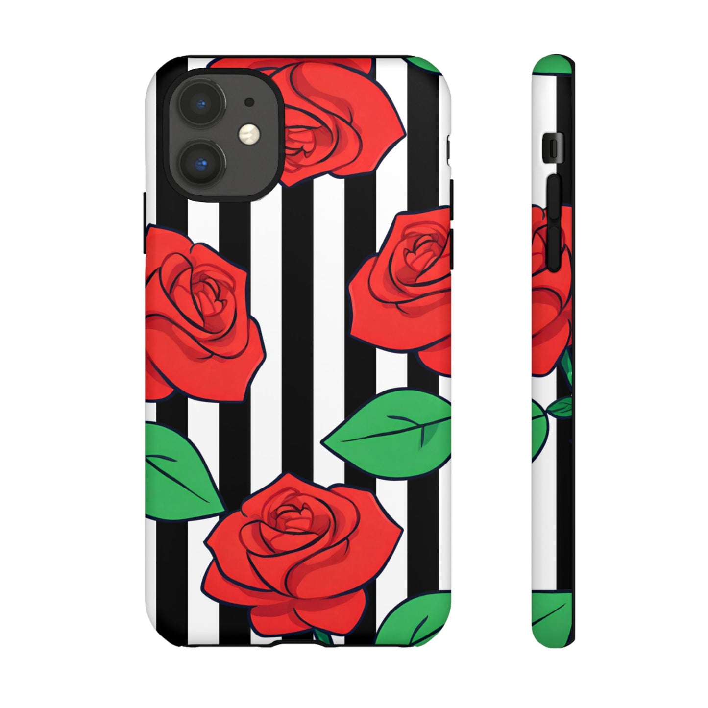 Stripes and Roses Phone Case - for Apple, Samsung, and Google Phones