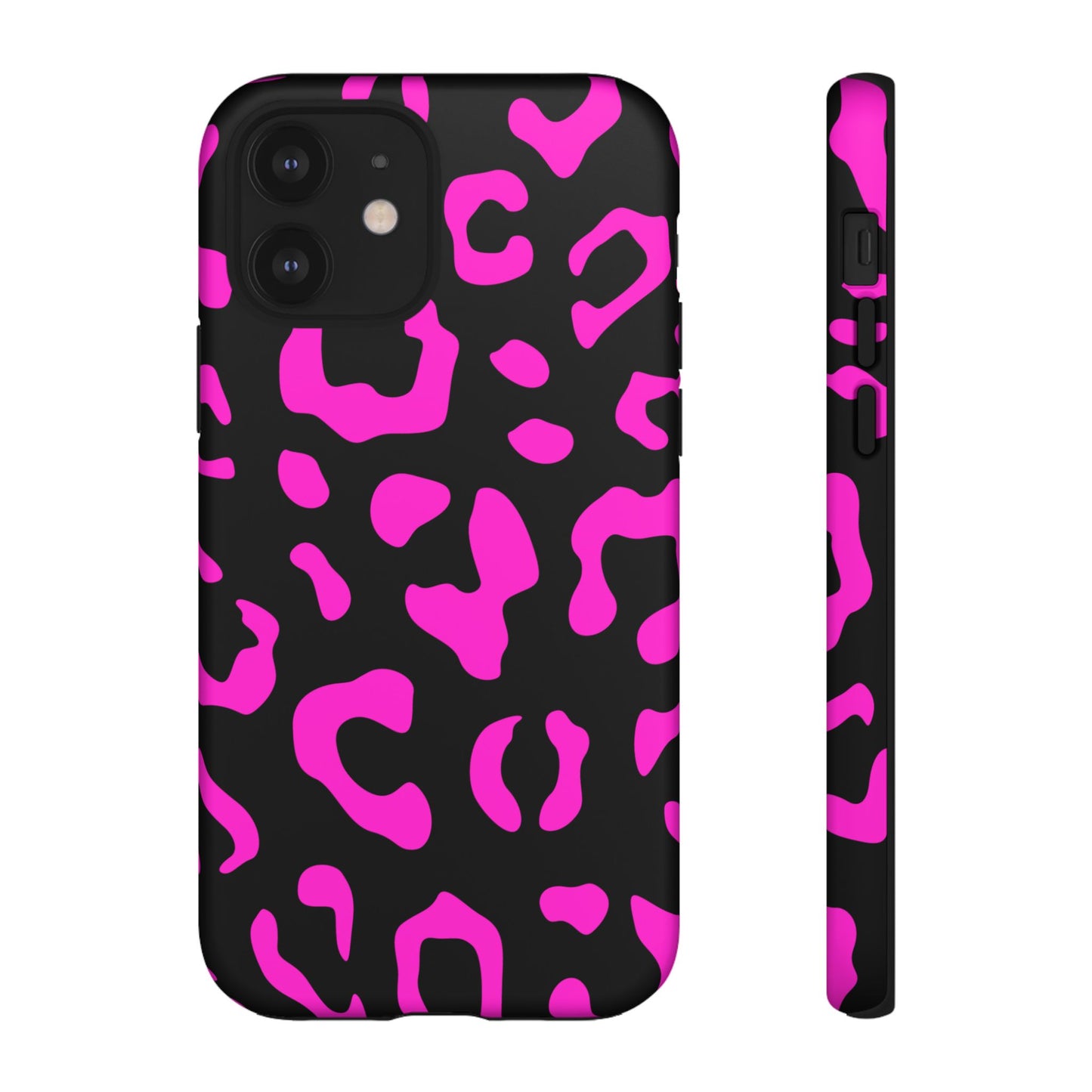 Black and Pink Leopard Print Phone Case - for Apple, Samsung, and Google Phones