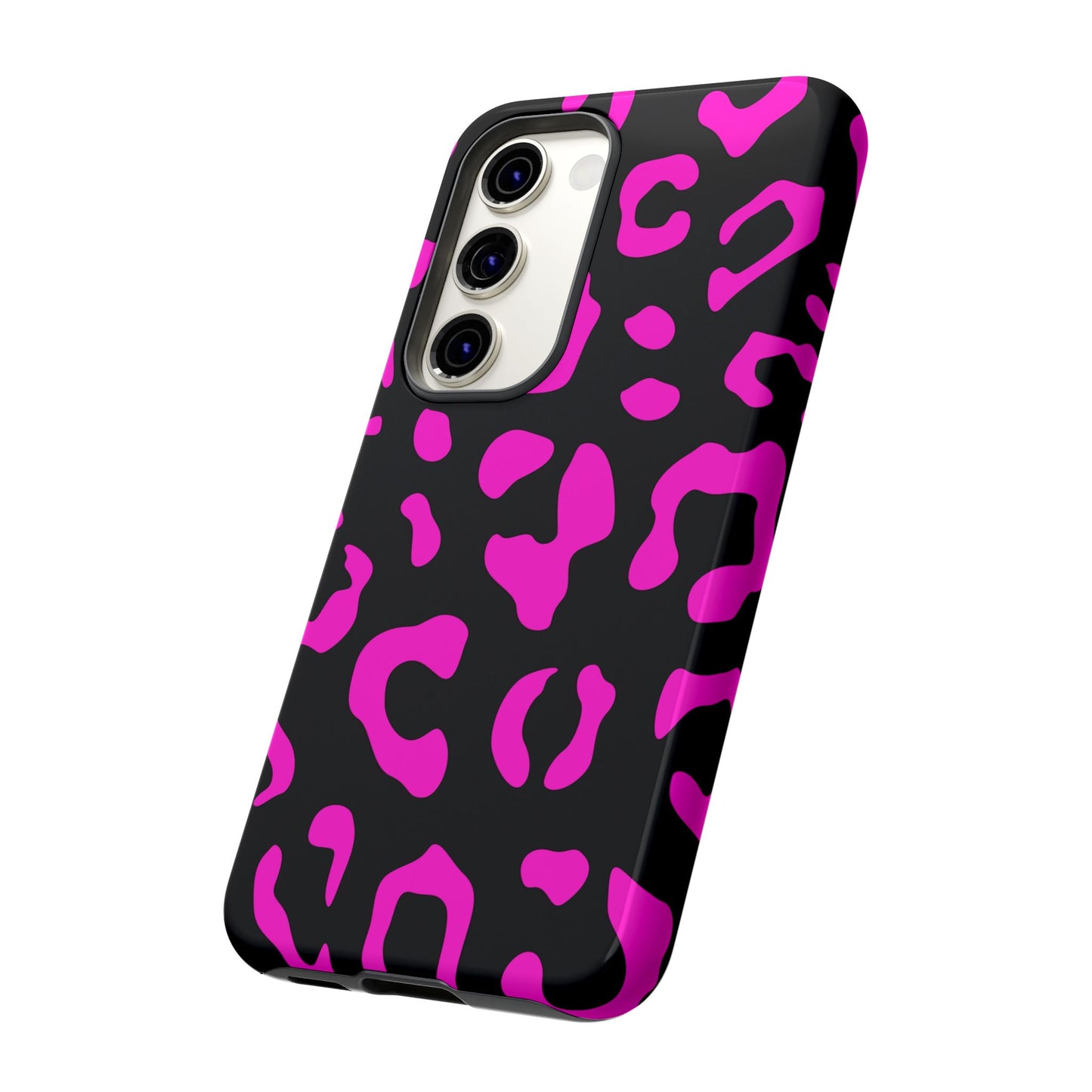 Black and Pink Leopard Print Phone Case - for Apple, Samsung, and Google Phones