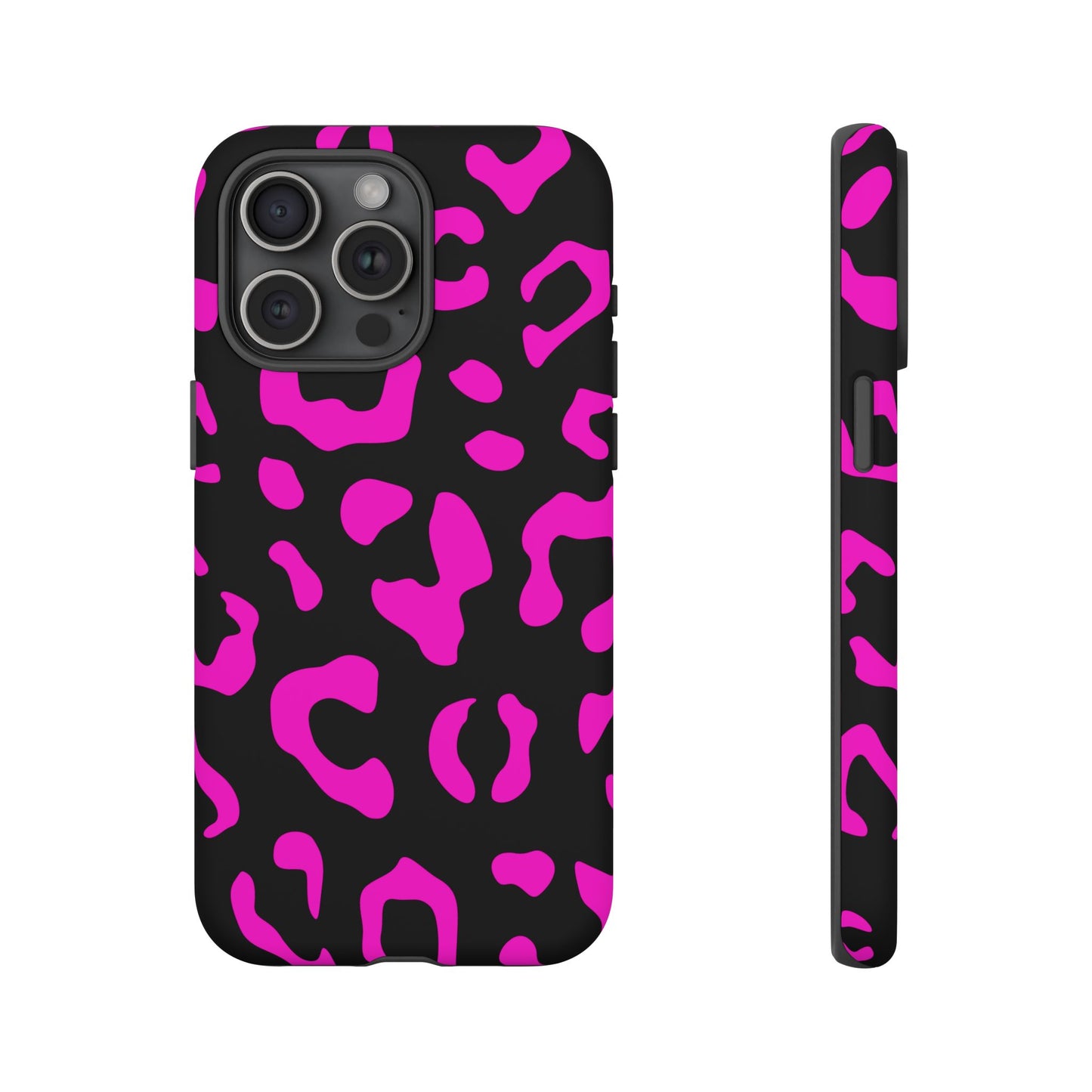 Black and Pink Leopard Print Phone Case - for Apple, Samsung, and Google Phones