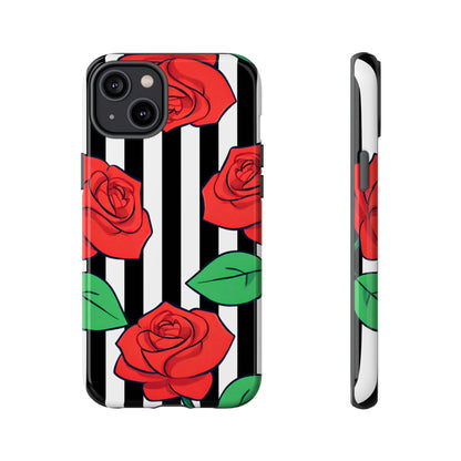 Stripes and Roses Phone Case - for Apple, Samsung, and Google Phones