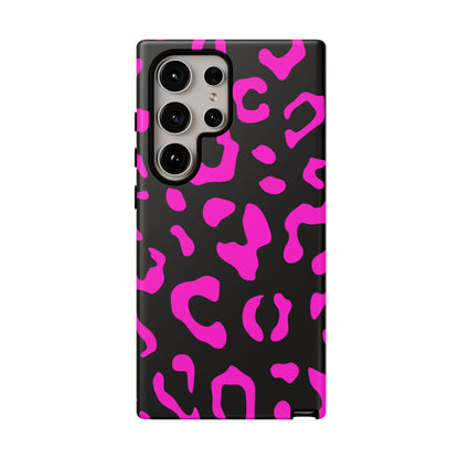 Black and Pink Leopard Print Phone Case - for Apple, Samsung, and Google Phones