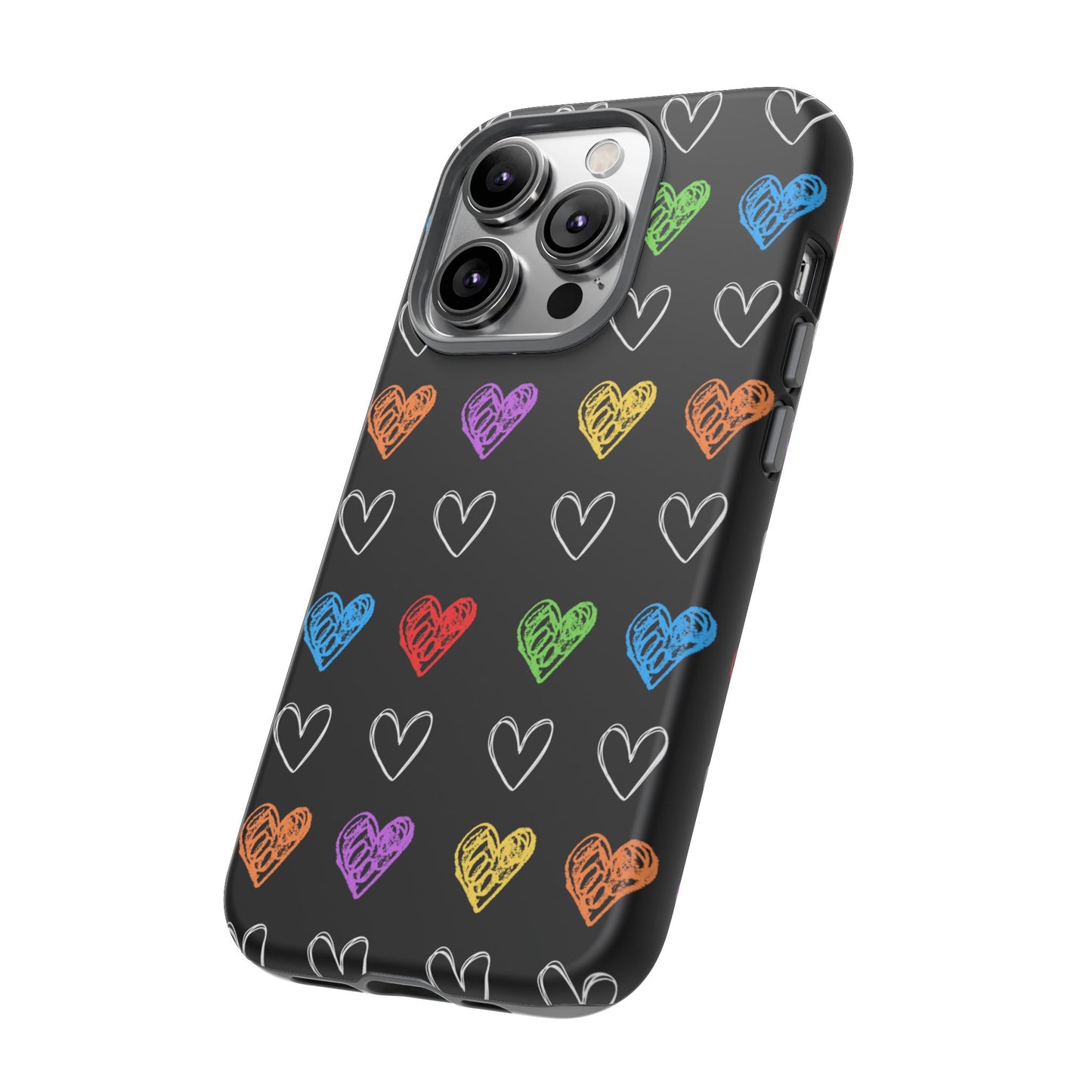 Colored Hearts Phone Case - for Apple, Samsung, and Google Phones