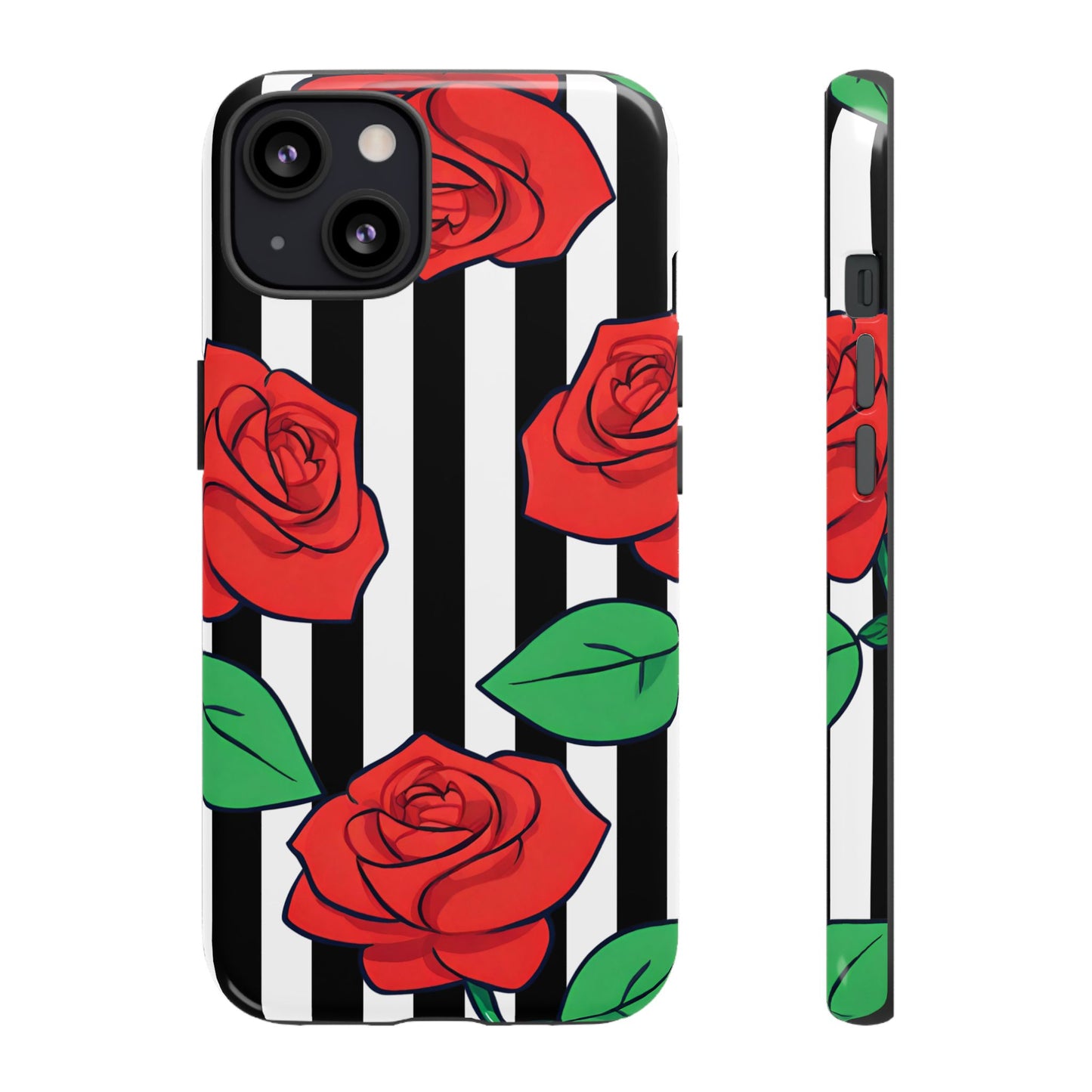 Stripes and Roses Phone Case - for Apple, Samsung, and Google Phones