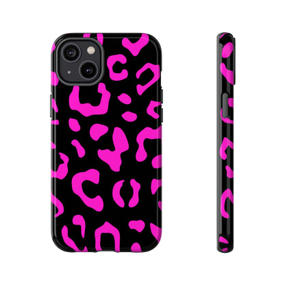 Black and Pink Leopard Print Phone Case - for Apple, Samsung, and Google Phones