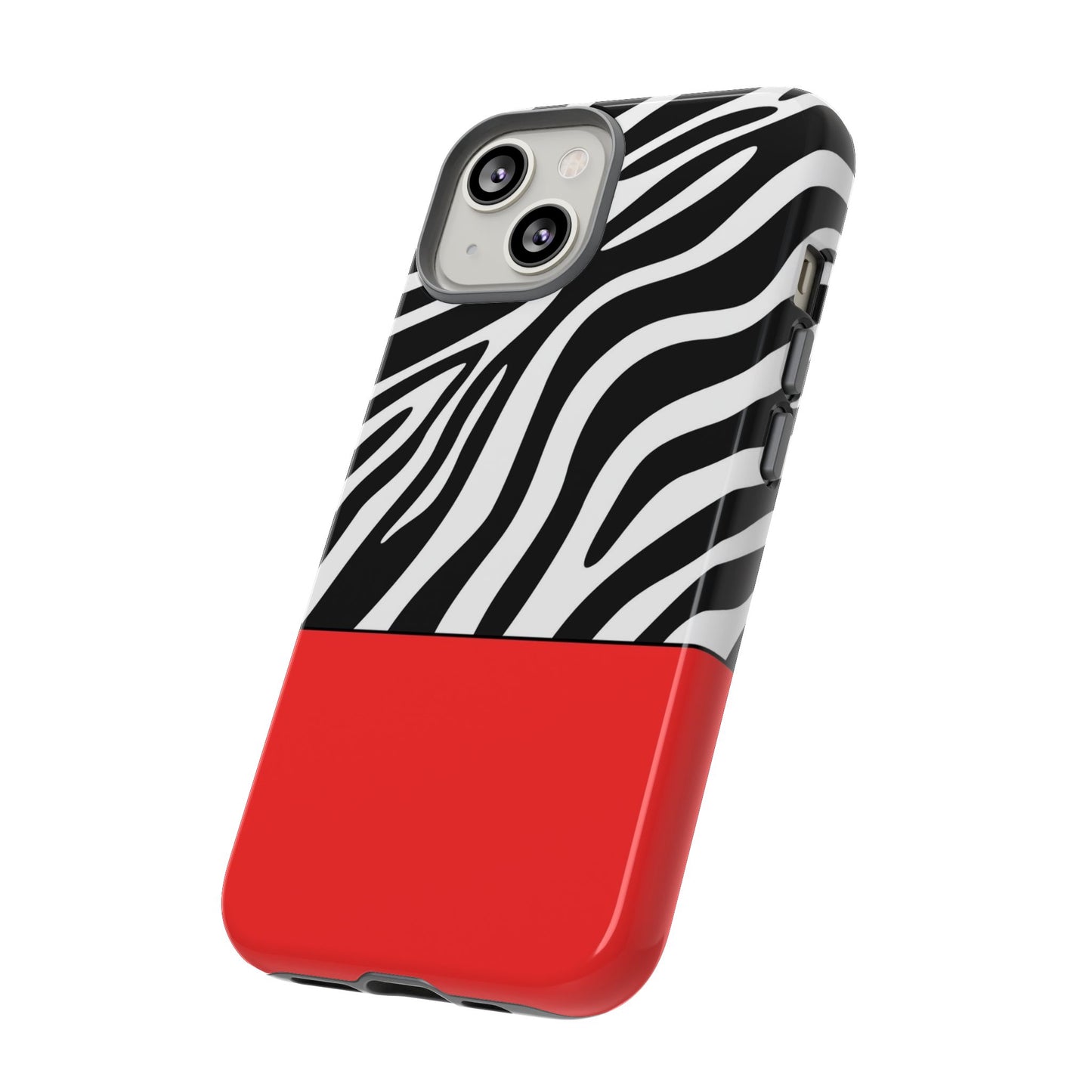 Zebra Print with Red Color Block Phone Case - for Apple, Samsung, and Google Phones