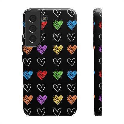 Colored Hearts Phone Case - for Apple, Samsung, and Google Phones