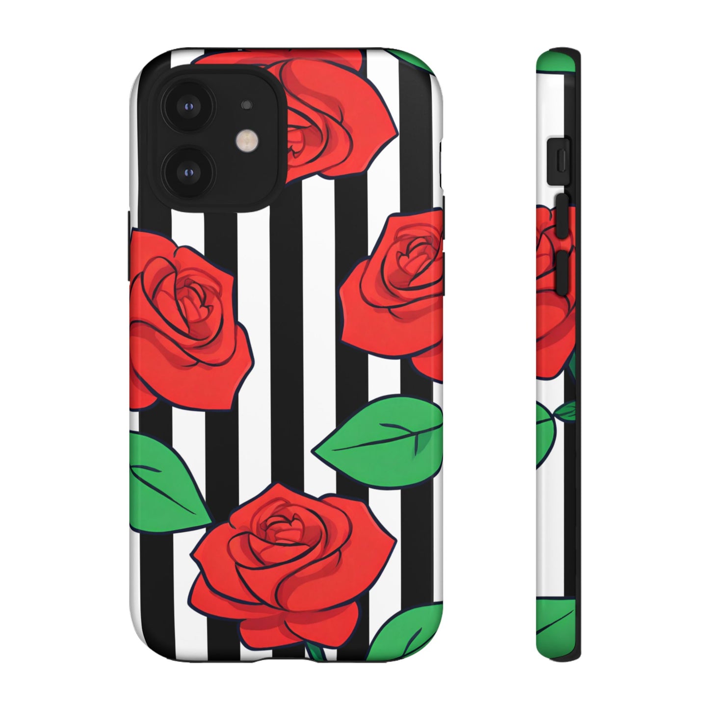 Stripes and Roses Phone Case - for Apple, Samsung, and Google Phones