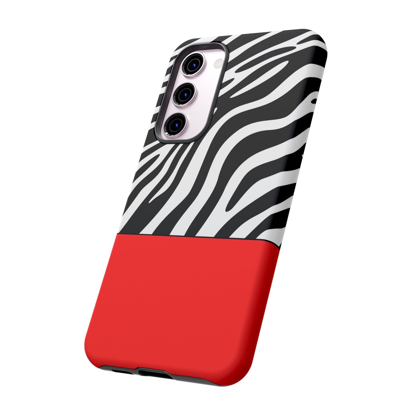 Zebra Print with Red Color Block Phone Case - for Apple, Samsung, and Google Phones