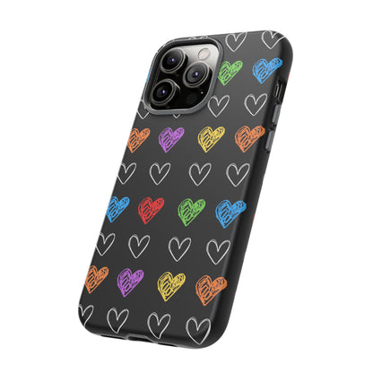 Colored Hearts Phone Case - for Apple, Samsung, and Google Phones