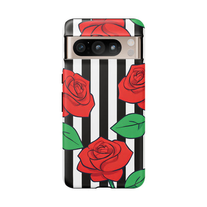 Stripes and Roses Phone Case - for Apple, Samsung, and Google Phones