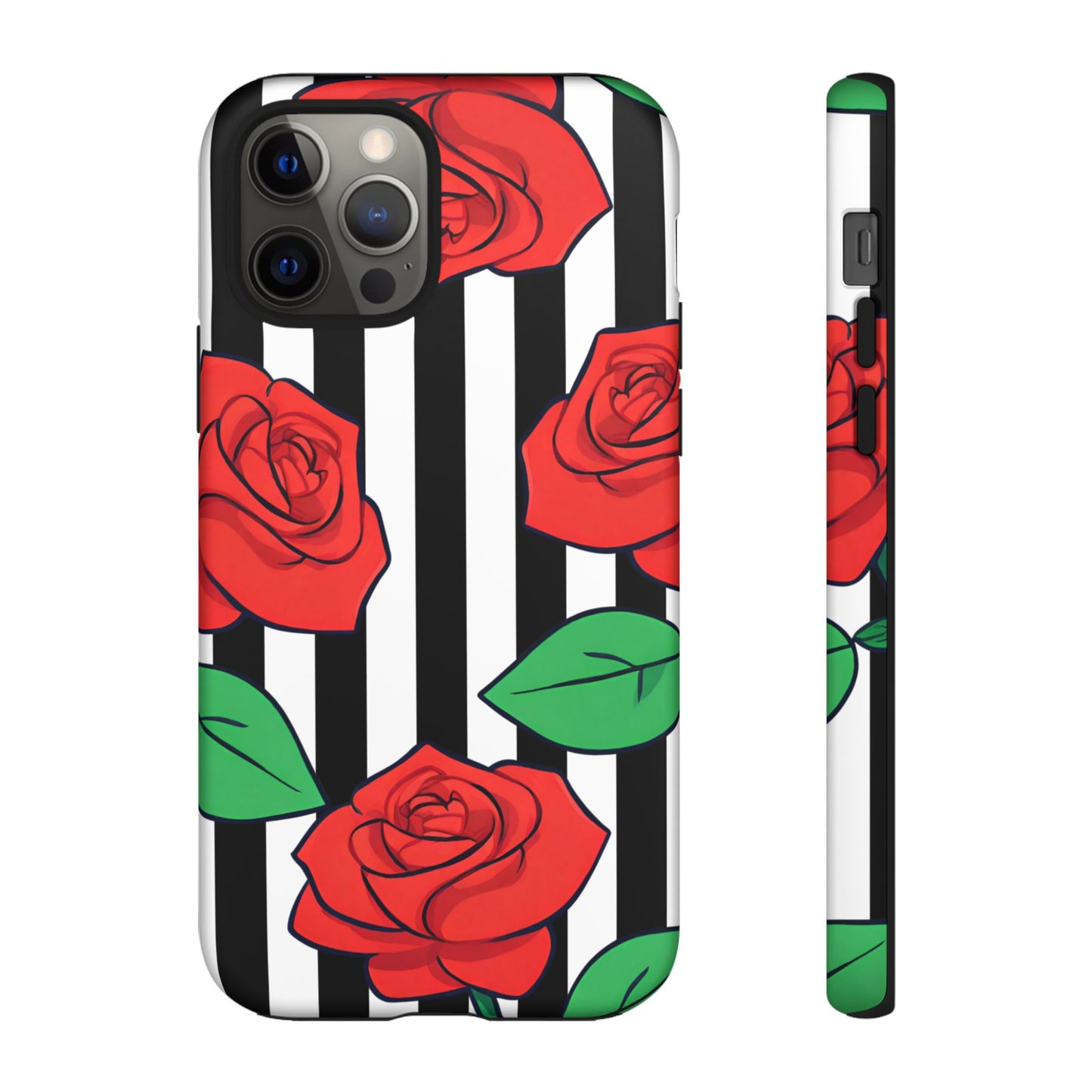 Stripes and Roses Phone Case - for Apple, Samsung, and Google Phones