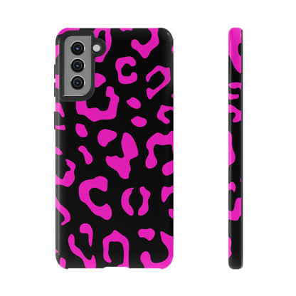 Black and Pink Leopard Print Phone Case - for Apple, Samsung, and Google Phones