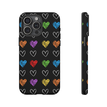 Colored Hearts Phone Case - for Apple, Samsung, and Google Phones