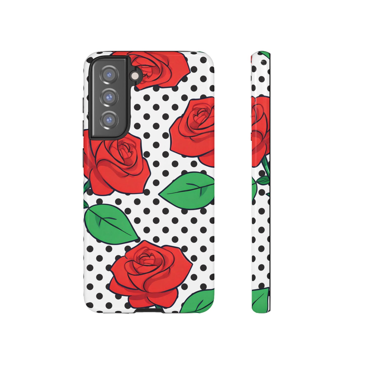 Polka Dot and Roses Phone Case - for Apple, Samsung, and Google Phones