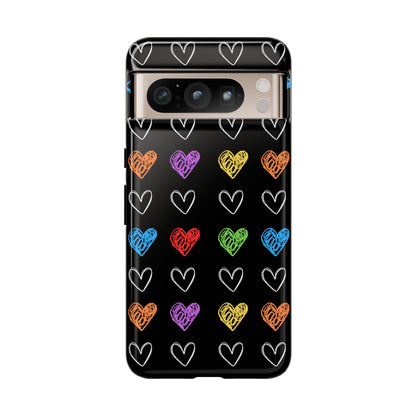 Colored Hearts Phone Case - for Apple, Samsung, and Google Phones