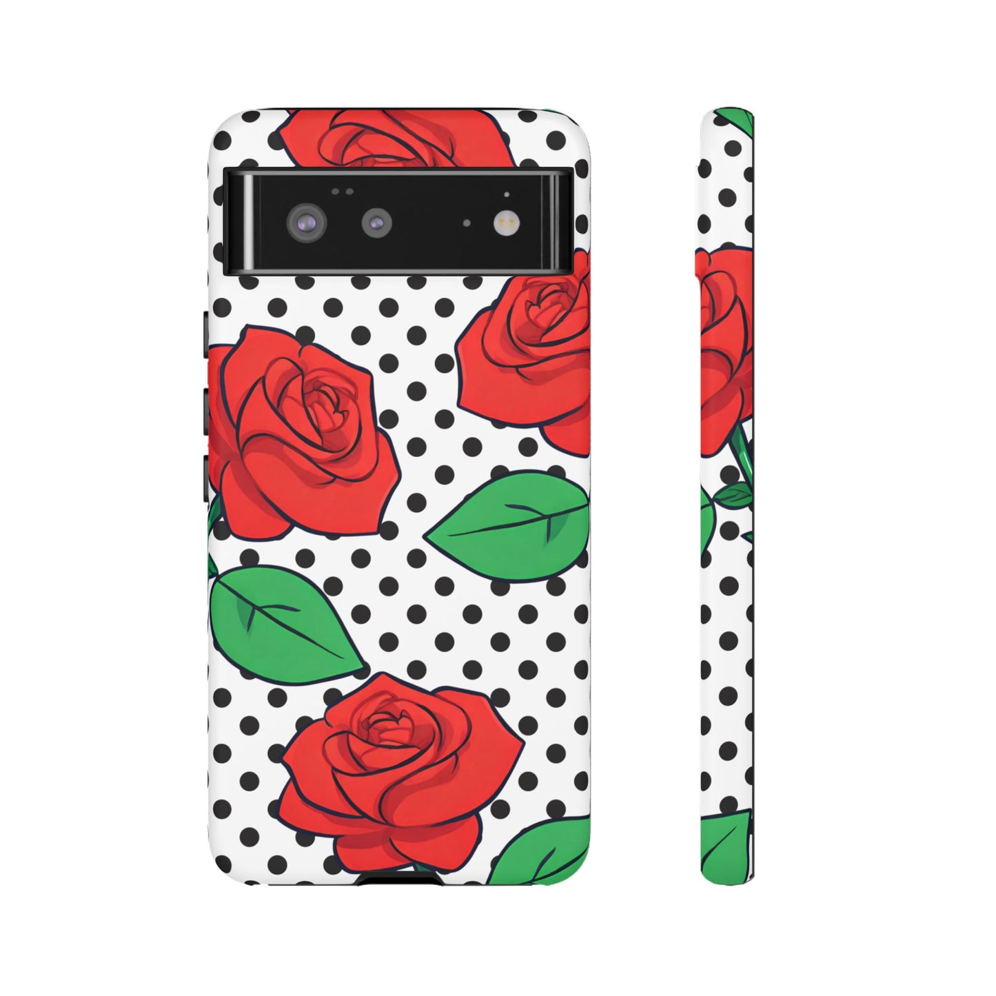 Polka Dot and Roses Phone Case - for Apple, Samsung, and Google Phones